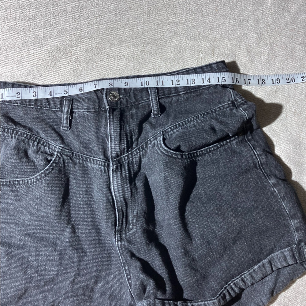 Zara High Waist Baggy Black Denim Shorts - Picture 4 of 10